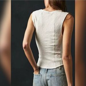 Sleeveless Ribbed Knit Top - Cream